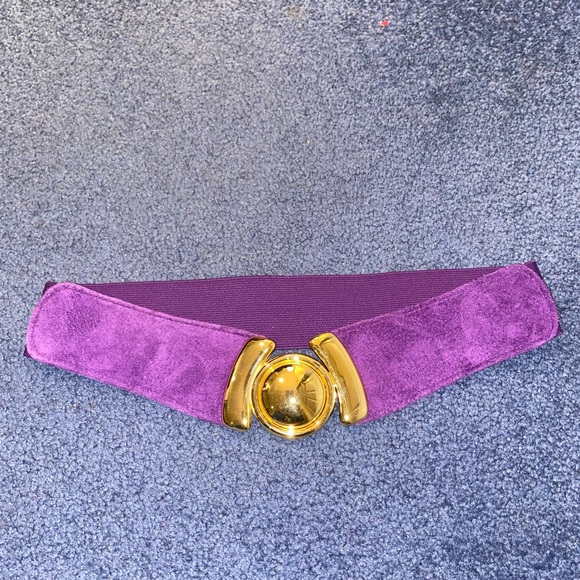 Vintage Suede Purple Waist Belt Size M/L - Picture 1 of 4